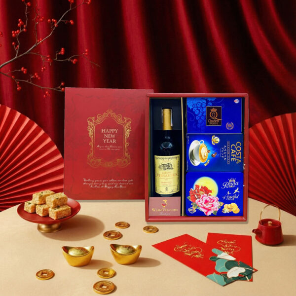 Hộp Quà Tết Màu Xanh Dương Rượu Vang Baron Versailles HQT2519