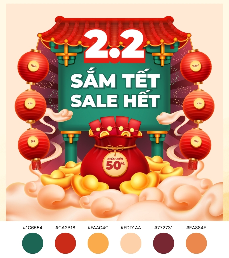 Màu Tết: Ý nghĩa đặc trưng, cách chọn màu may mắn 31 Phối màu tết đẹp