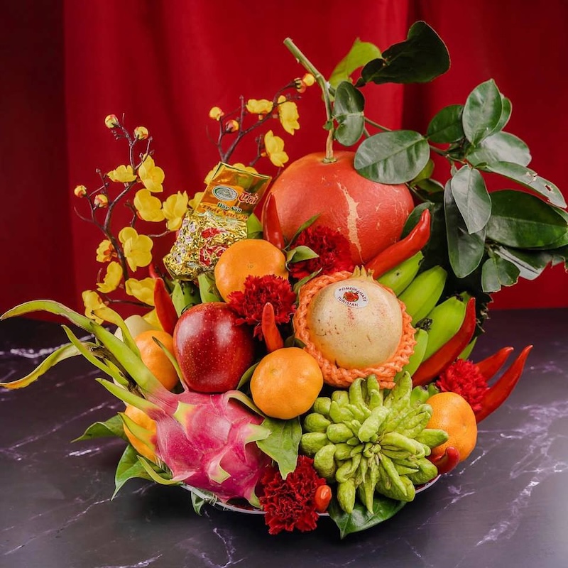 Mâm ngũ quả ngũ hành đủ đầy ngày Tết