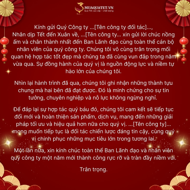 Email chúc Tết khách hàng doanh nghiệp