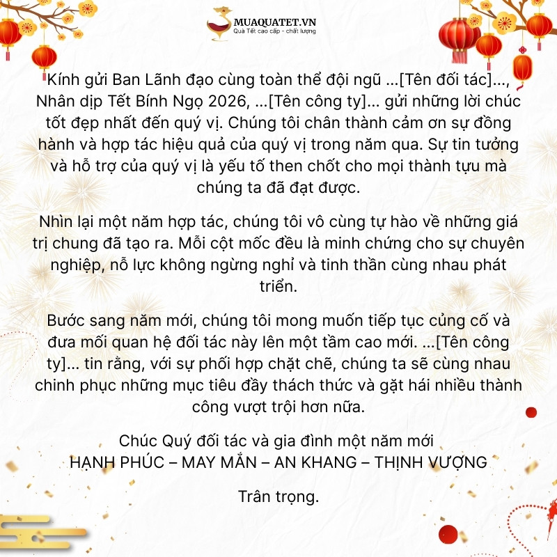 Email chúc Tết đối tác