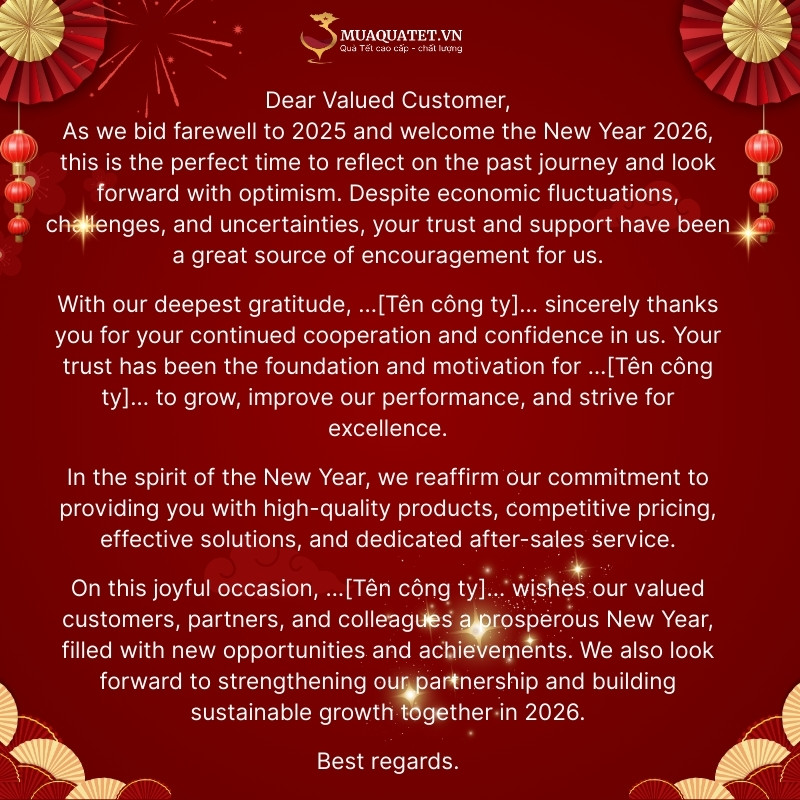 Email chúc Tết khách hàng bằng tiếng anh