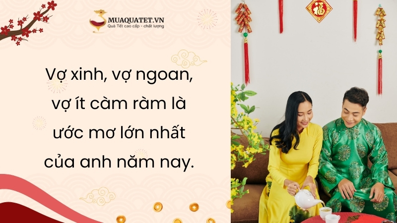 Lời chúc Tết cho vợ hài hước, độc đáo