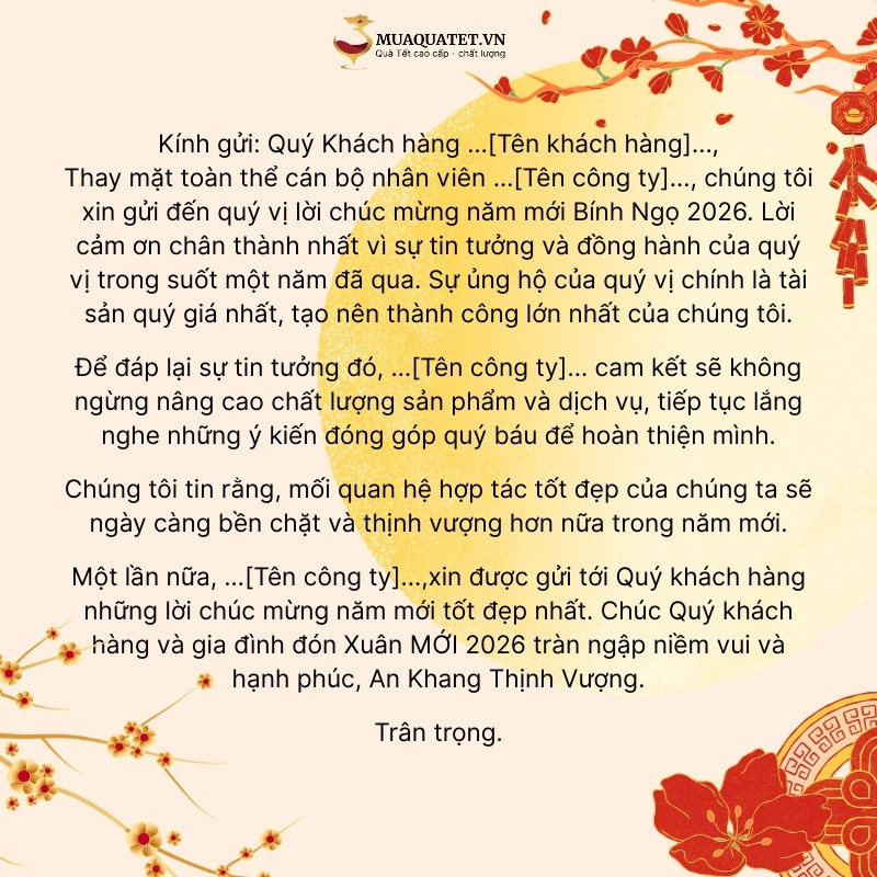 Email chúc Tết khách hàng sang trọng