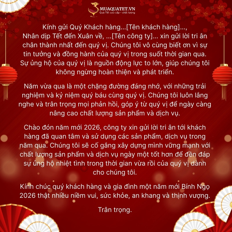 Email chúc Tết khách hàng tri ân