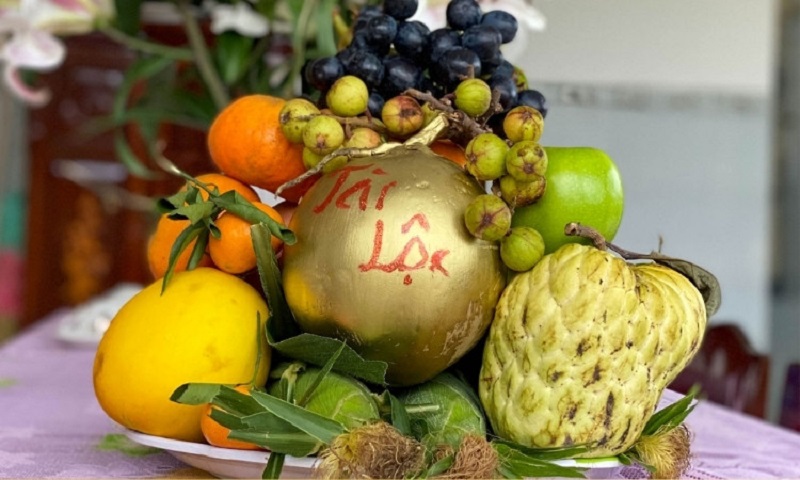 mâm ngũ quả Tết chưng bàn thờ