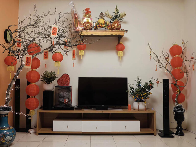 Trang trí phòng khách ngày Tết đơn giản 