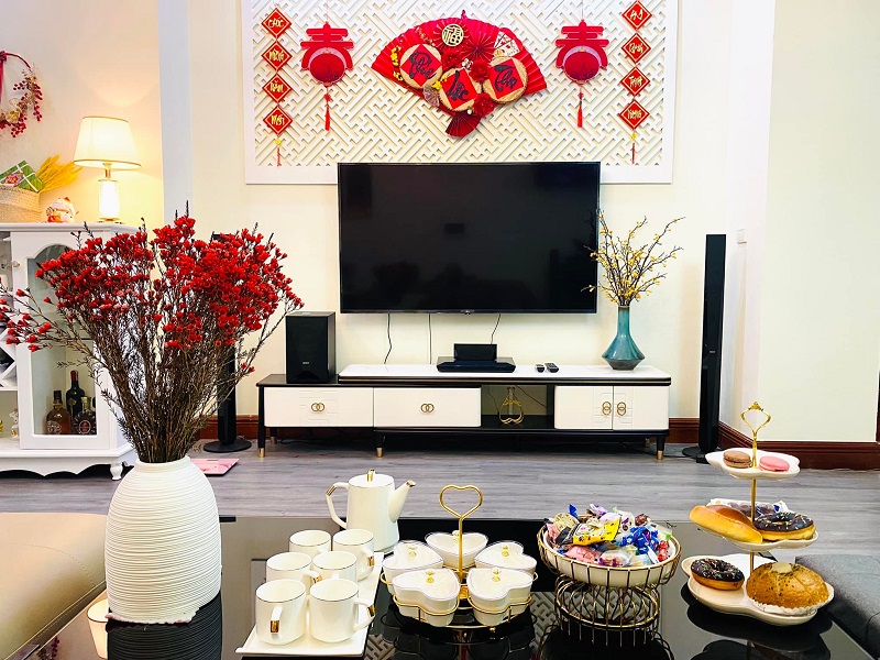 Phòng khách trang trí Tết
