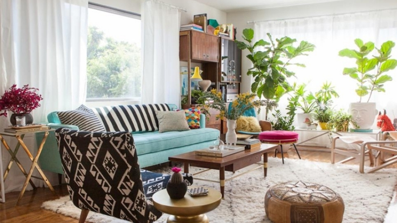 Trang trí khu vực góc phòng khách ngày Tết