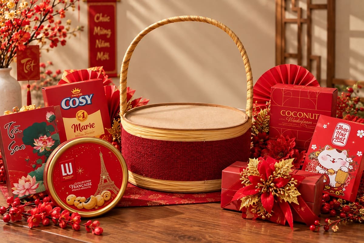 Gói giỏ quà Tết tại nhà