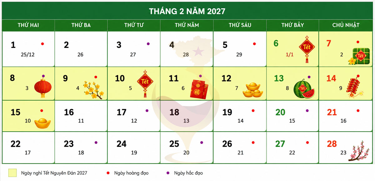 Tết 2027 ngày nào dương lịch