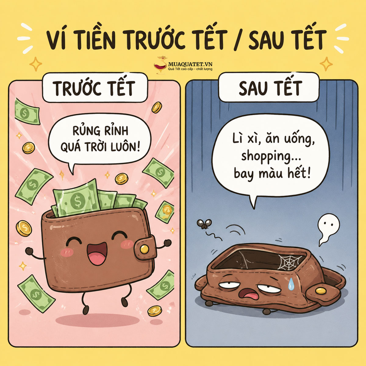 Ảnh chế hết tết ví rỗng hài