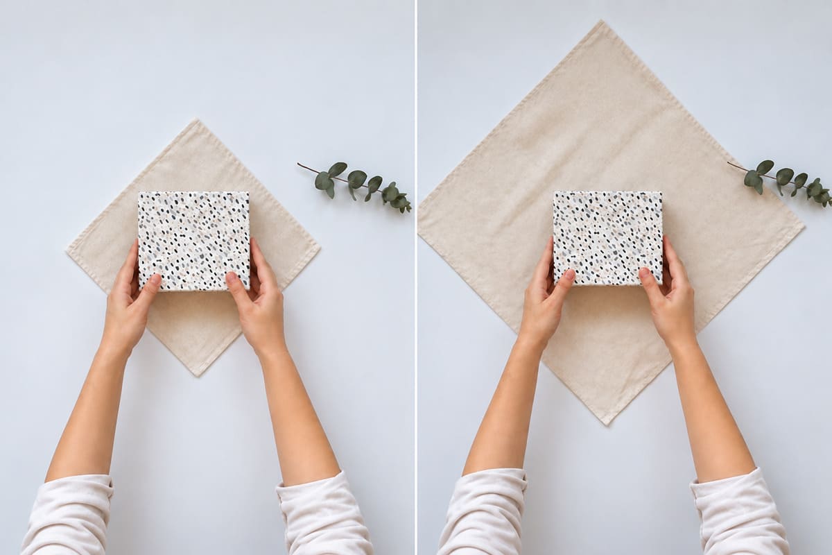Chọn kích thước khăn phù hợp với hộp quà