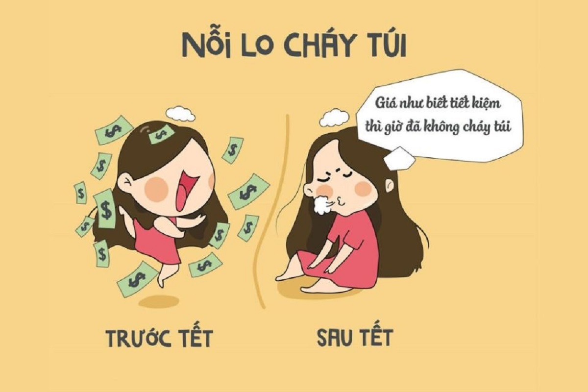 Ảnh chế hết tết hết tiền