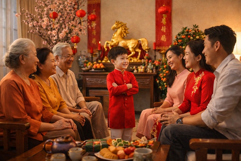 Bé đọc bài vè chúc Tết