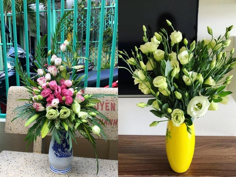 Mẫu cắm hoa cát tường bàn thờ chưng Tết