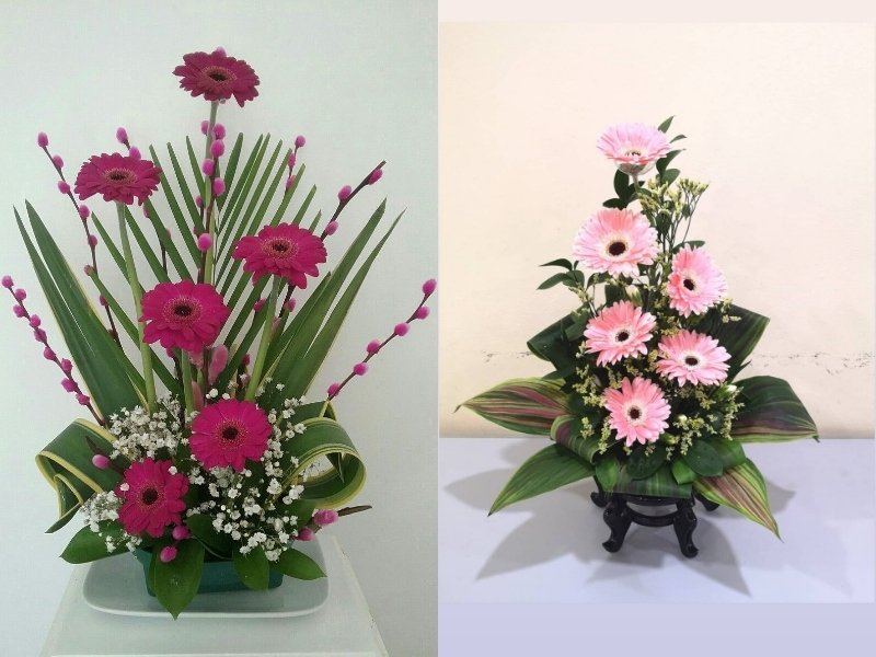 Mẫu cắm hoa cúc đồng tiền bàn thờ