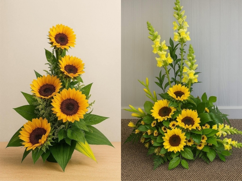Mẫu cắm hoa hướng dương bàn thờ