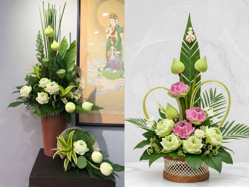 Hoa sen chưng bàn thờ Tết