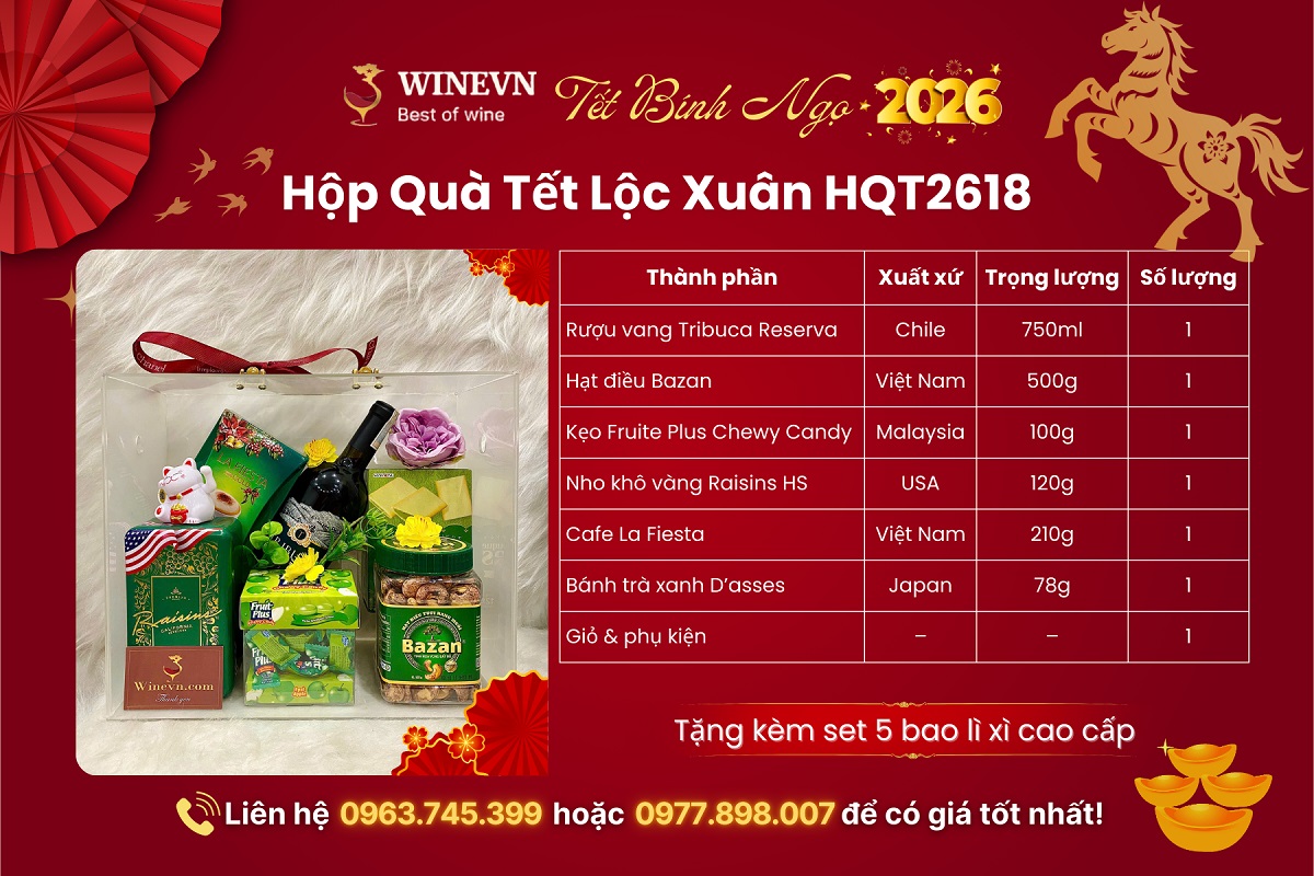 Hộp Quà Tết 2026 Lộc Xuân HQT2618 1 Hộp Quà Tết Lộc Xuân HQT2618