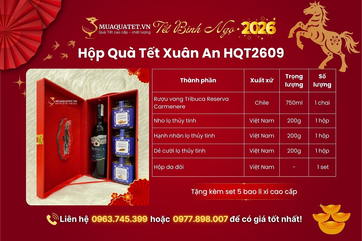 Hộp Quà Tết 2026 Xuân An HQT2609 1 Hộp Quà Tết Xuân An HQT2609