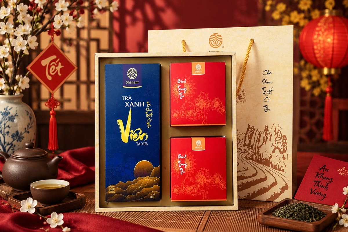Set trà bánh biếu Tết