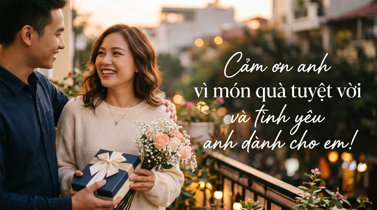 Lời cảm ơn khi nhận quà từ người yêu