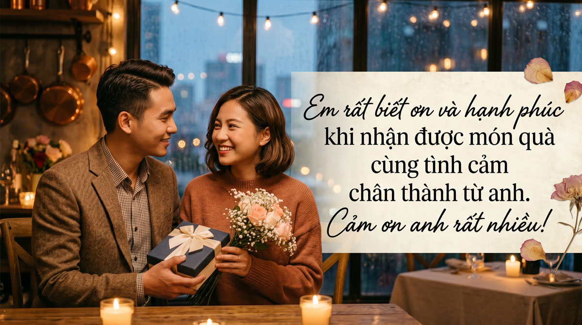 Lời cảm ơn khi nhận quà từ vợ/chồng