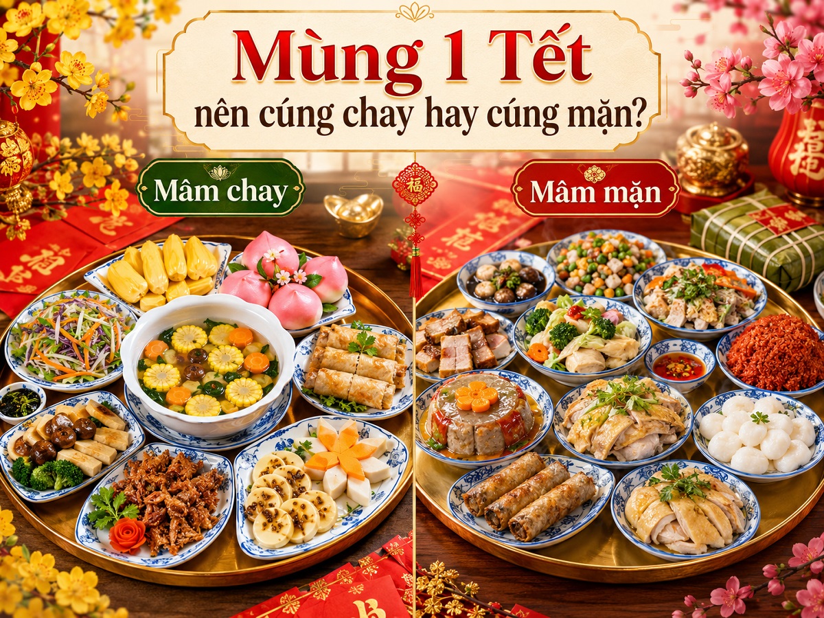 Mâm Cơm Cúng Mùng 1 Tết 2027 Gồm Những Gì Để Đủ Lễ? 63 Mùng 1 Tết nên cúng chay hay cúng mặn