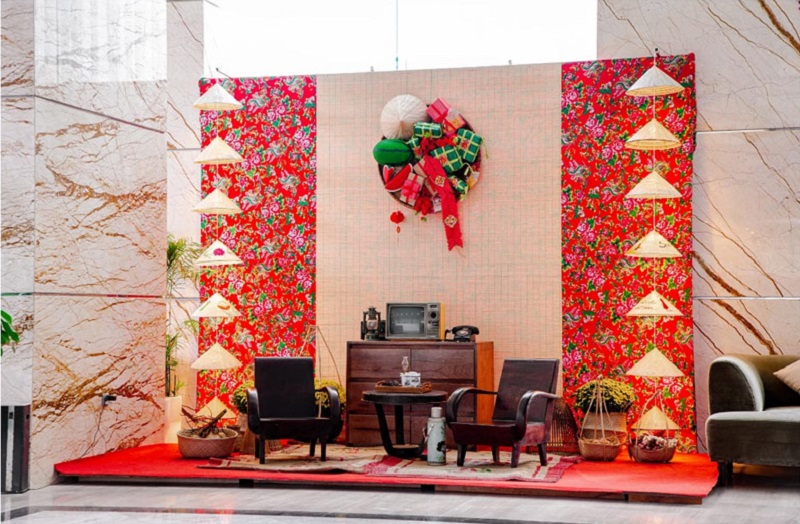 Tiểu cảnh trang trí Tết khu công nghiệp