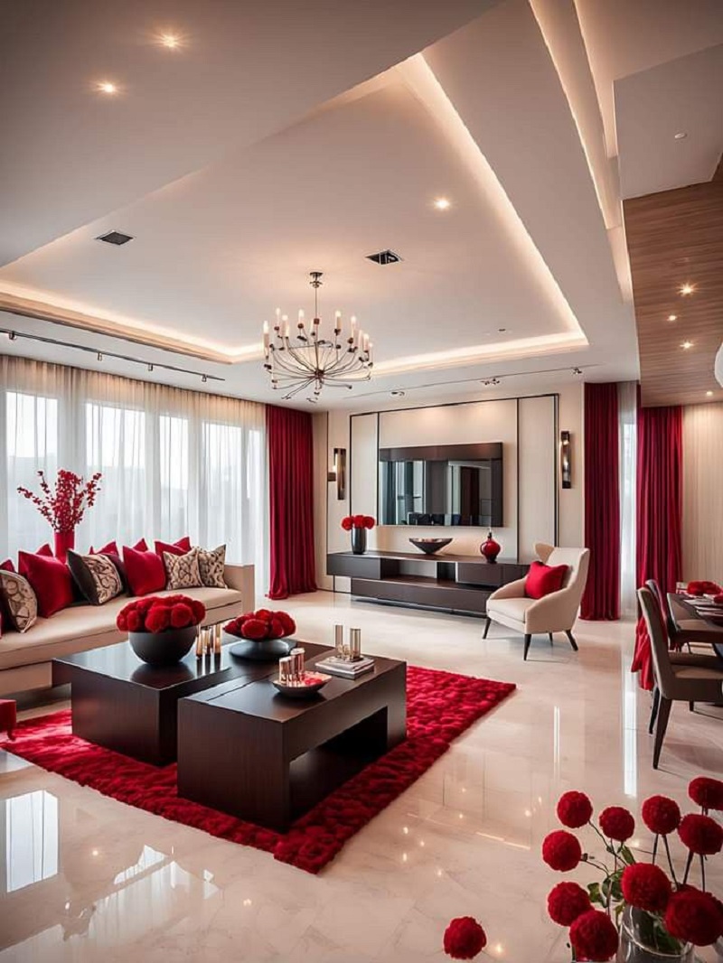 Trang trí phòng khách hiện đại ngày tết