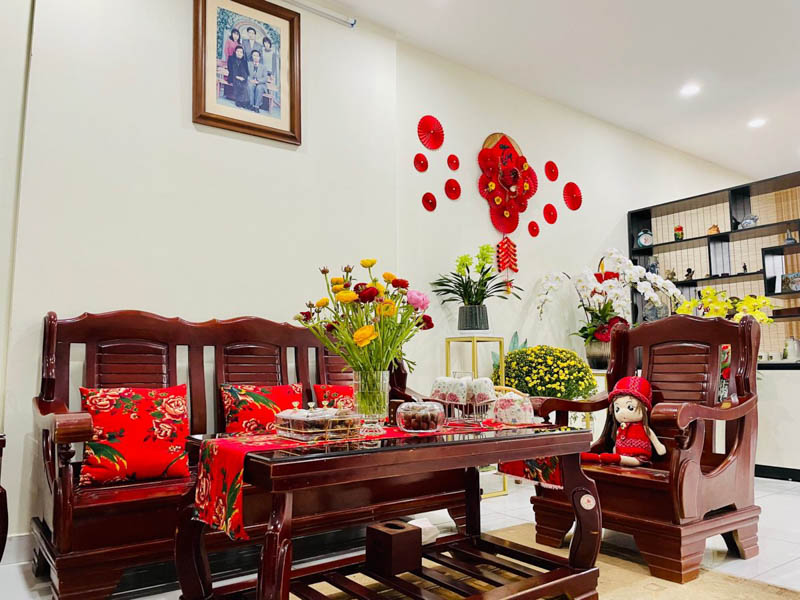 trang trí bàn khách ngày tết