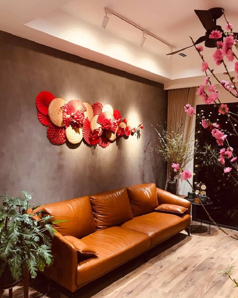 trang trí phòng khách đón tết