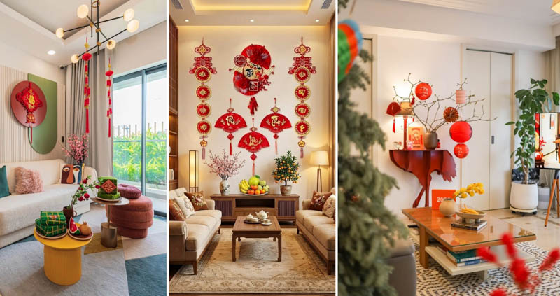 cách trang trí phòng khách ngày tết