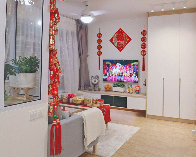 decor phòng khách tết