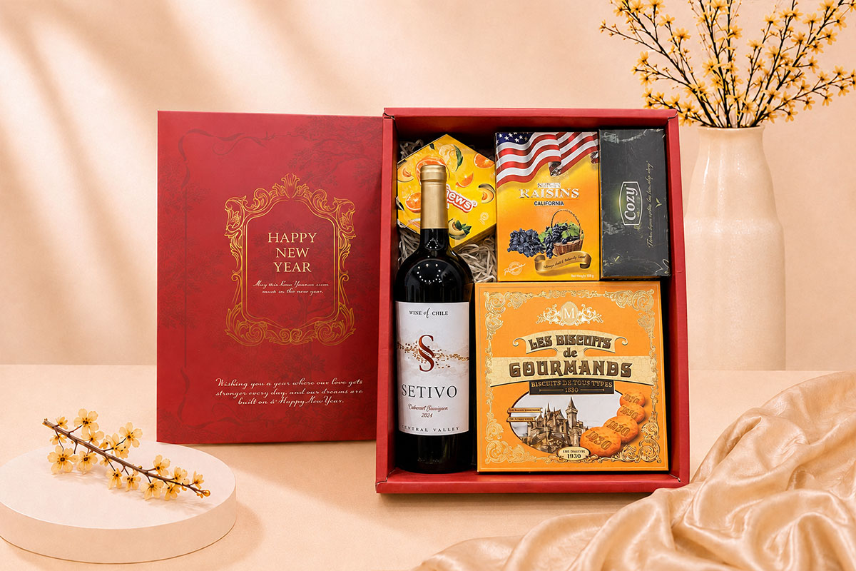 Hộp Quà Tết Kim Xuân HQT2624 1 Hộp Quà Tết Kim Xuân HQT2624
