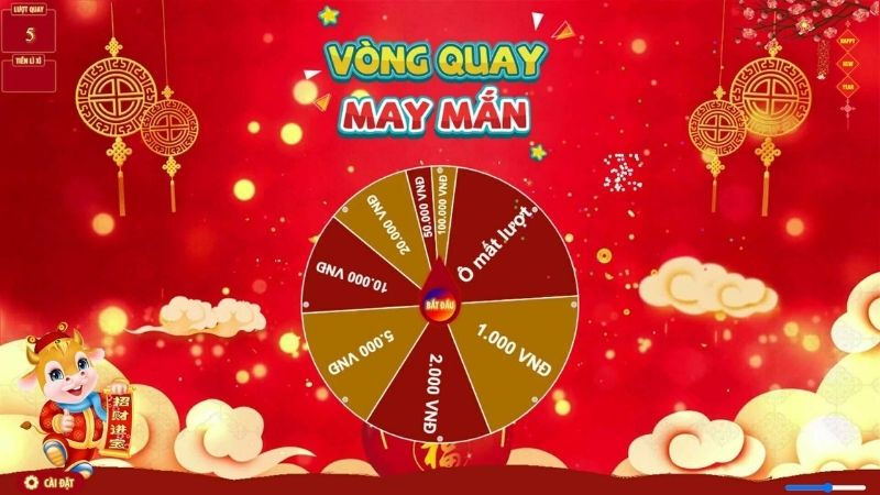Vòng quay may mắn mini game ngày tết