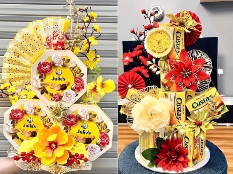 Tháp bánh màu vàng sang trọng