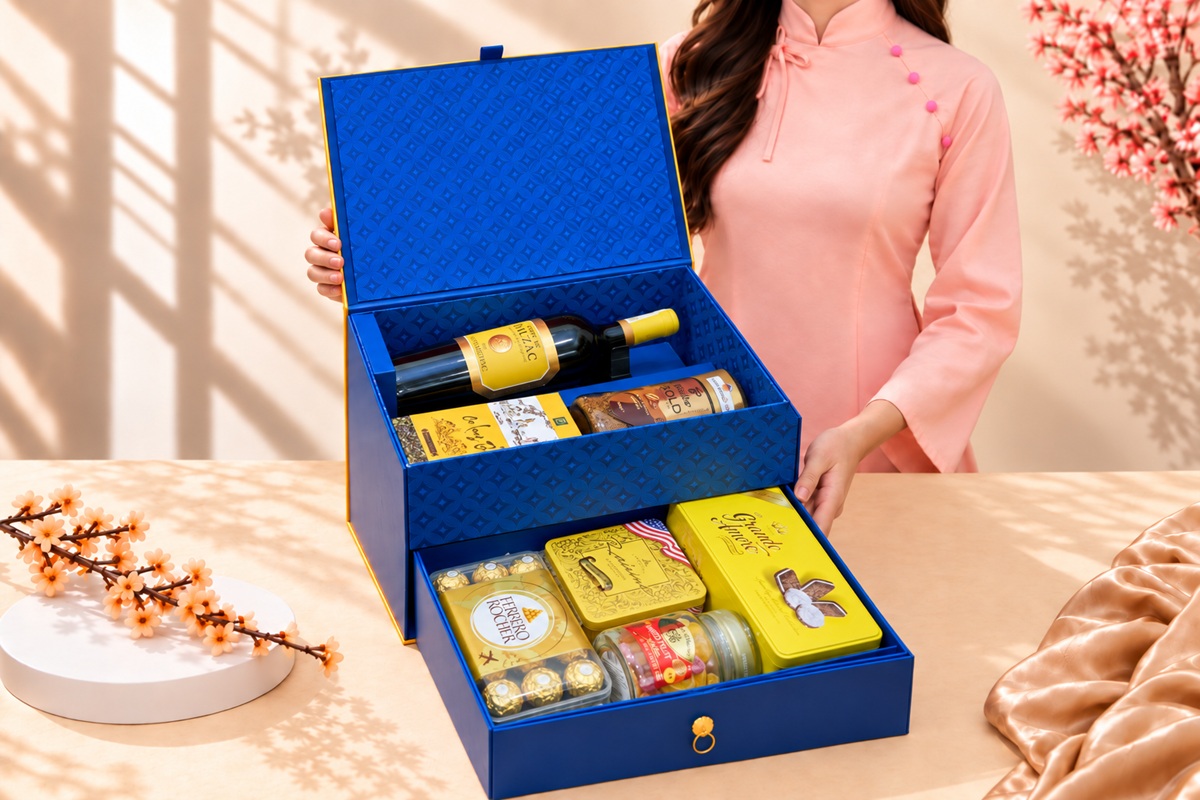 Hộp Quà Tết Phú Quý HQT2657 - Hộp quà 2 tầng 3 Hộp Quà Tết Phú Quý HQT2657 - Hộp quà 2 tầng - Ảnh 3