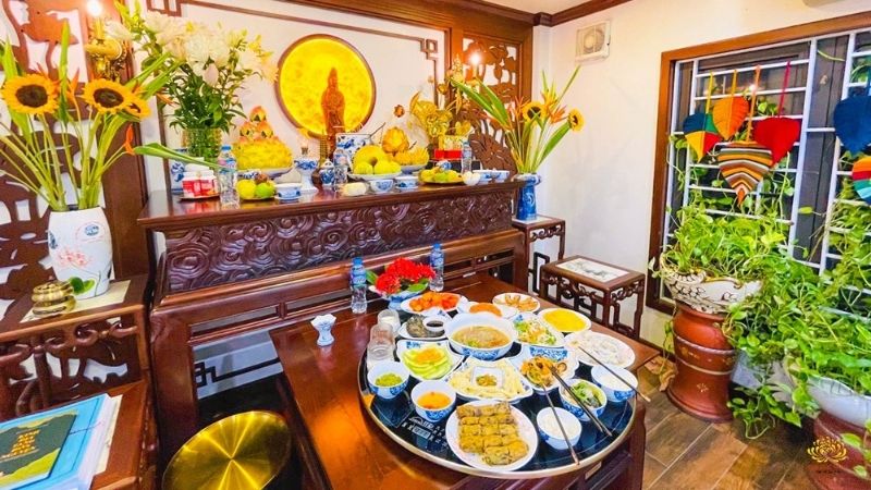 Mâm cúng giao thừa trong nhà