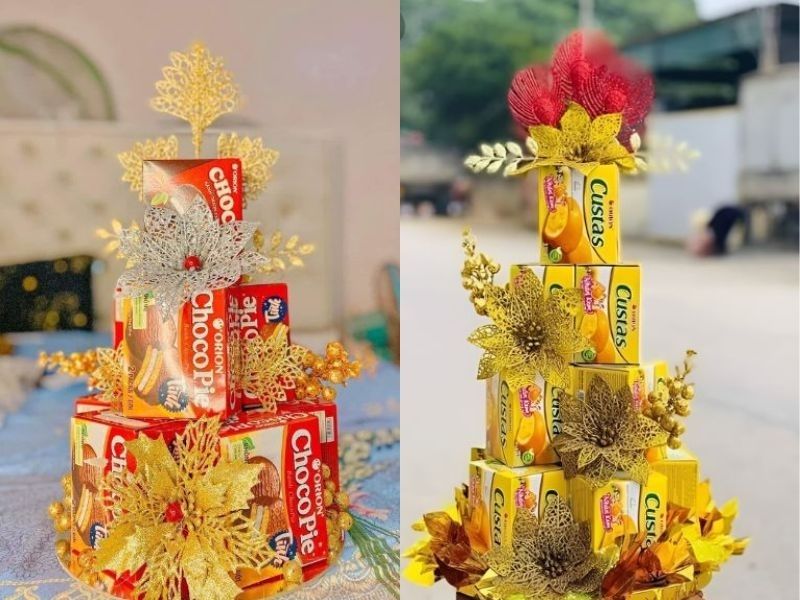 Trang trí tháp bánh ngày Tết