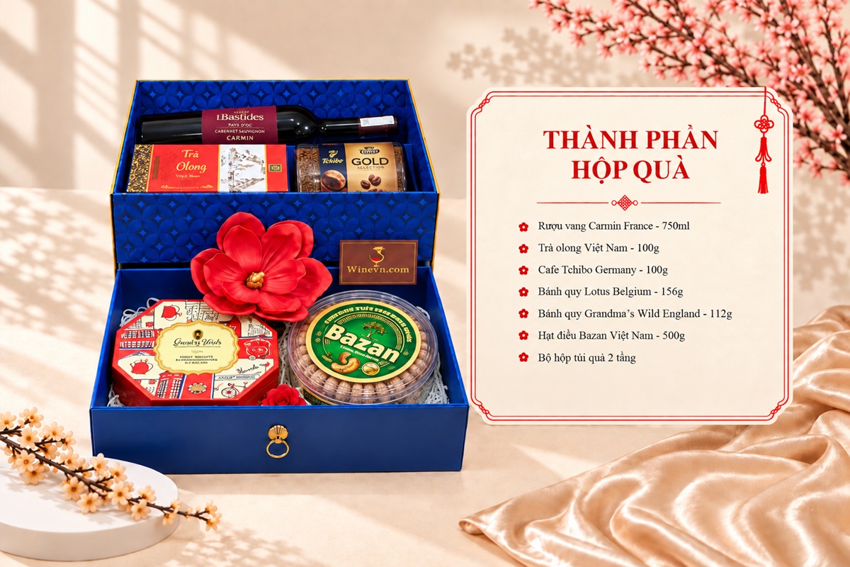 Hộp Quà Tết Thịnh Vượng HQT2659 - Hộp quà 2 tầng 4 Hộp Quà Tết Thịnh Vượng HQT2659 - Hộp quà 2 tầng - Ảnh 4