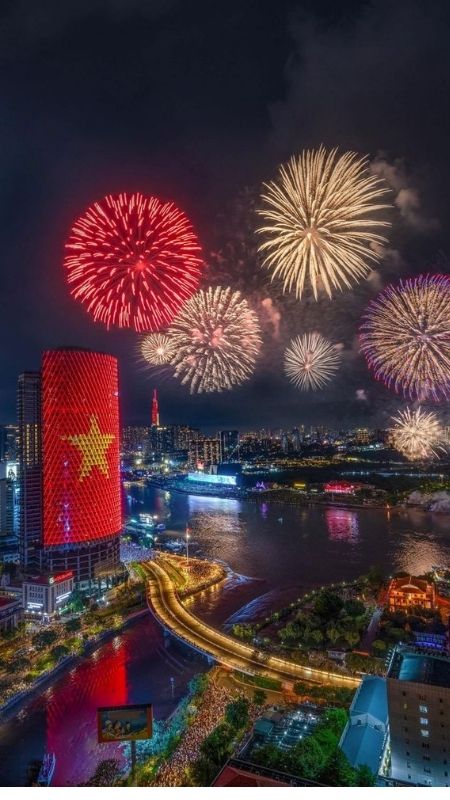 Hình ảnh nền điện thoại với pháo hoa 