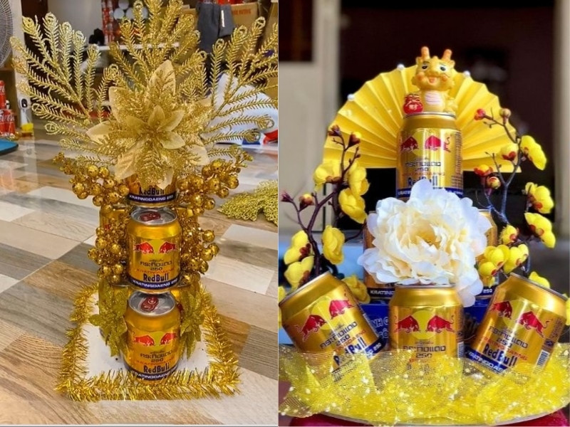 Tháp nước ngọt màu vàng phối phụ kiện