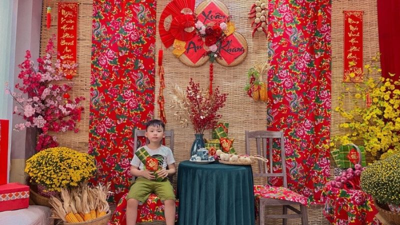 20+ ý tưởng trang trí Tết cho quán Cafe đẹp, thu hút khách 29 trang trí Tết quán cafe với tre nứa và mẹt