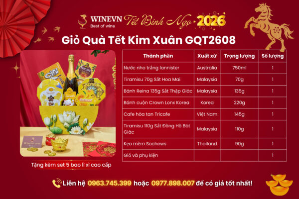 Giỏ Quà Tết Kim Xuân GQT2608