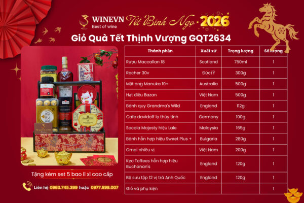 Giỏ Quà Tết Thịnh Vượng GQT2634