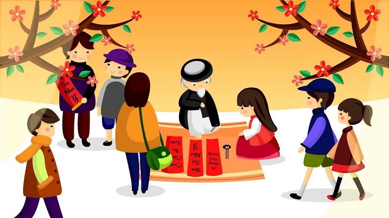 Hình ảnh ngày Tết xin chữ
