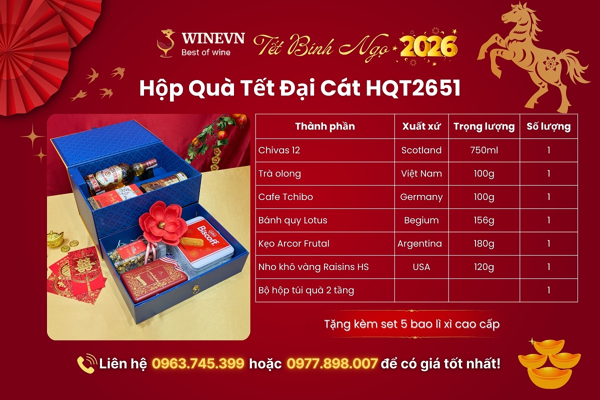 Hộp Quà Tết Đại Cát HQT2651 - Hộp quà 2 tầng 1 Hộp Quà Tết Đại Cát HQT2651