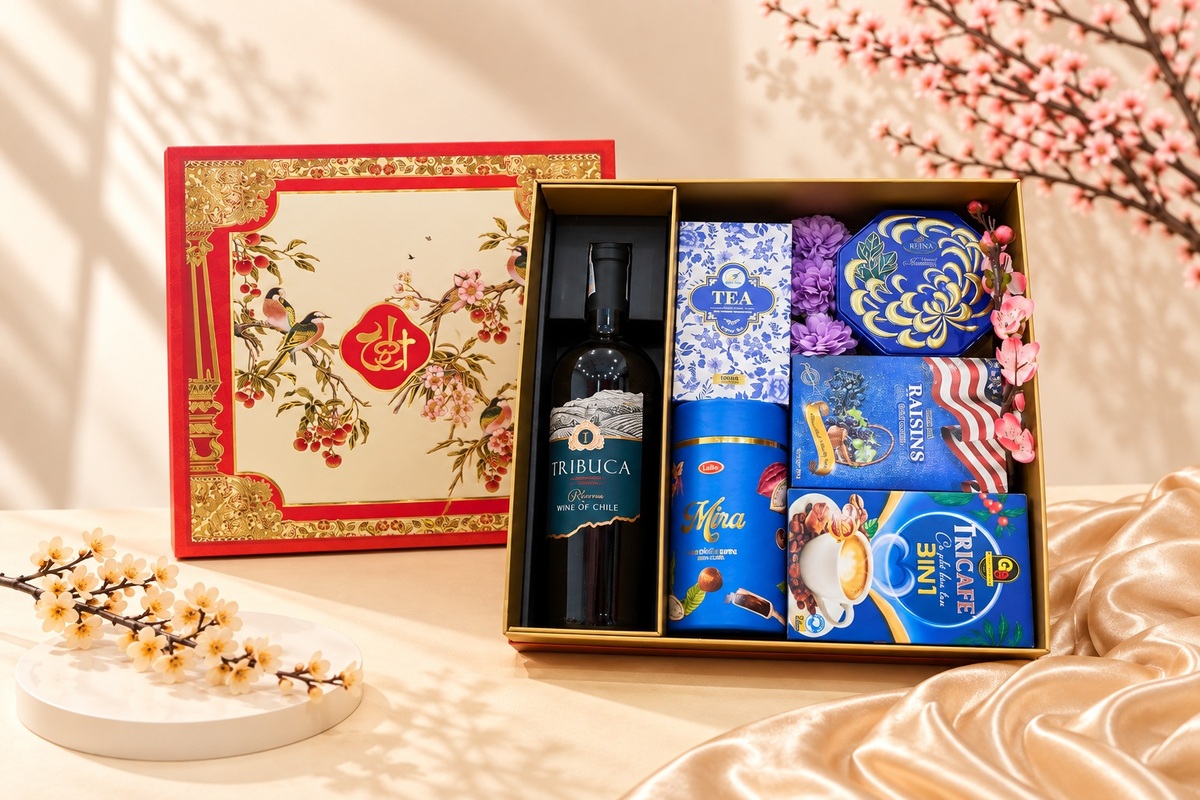 Hộp hoặc giỏ quà Tết tặng đồng nghiệp
